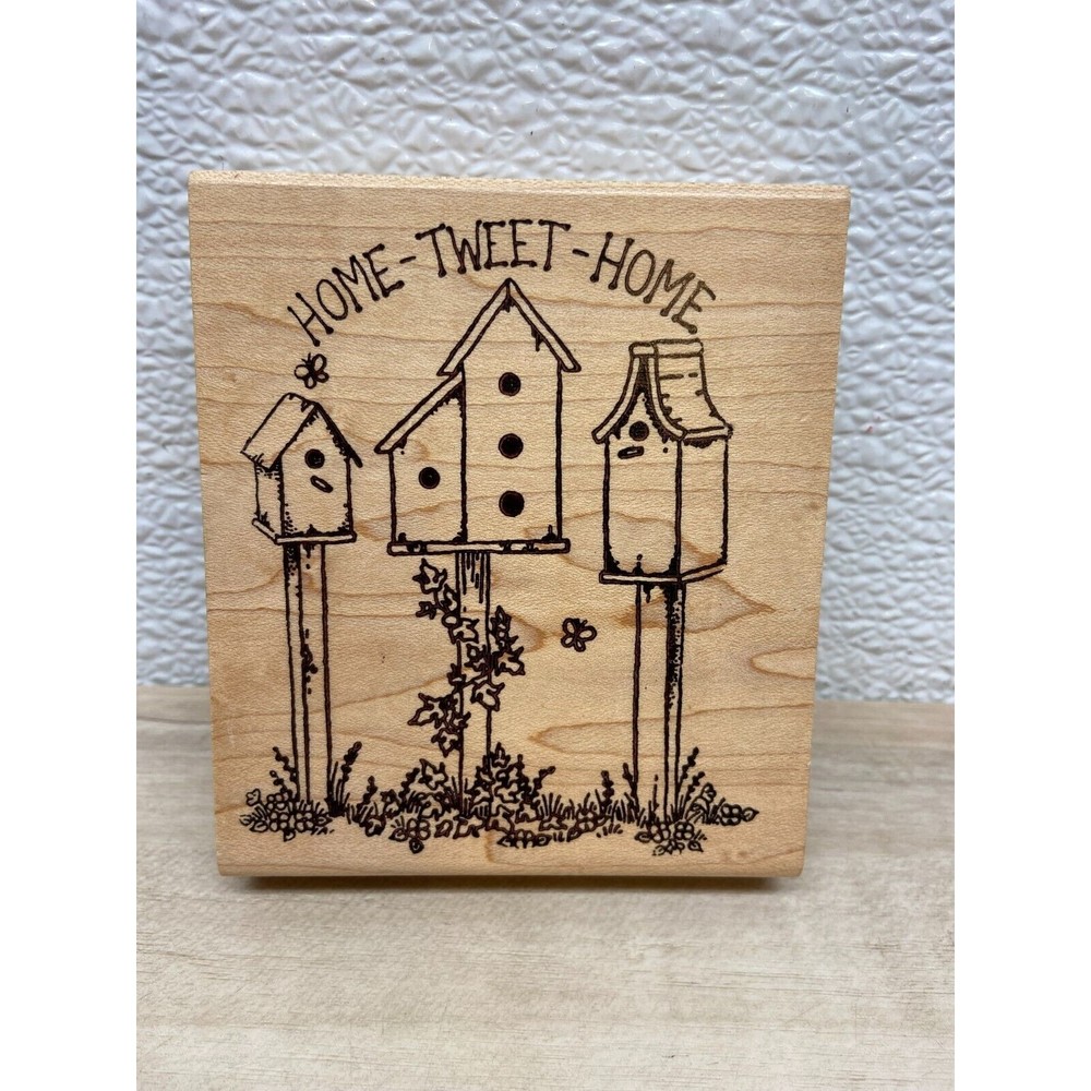 1996 Art Gone Wild Home Tweet-Home Wood Mounted Rubber Stamp